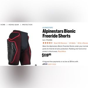 Alpinestars bionic freeride shorts - M